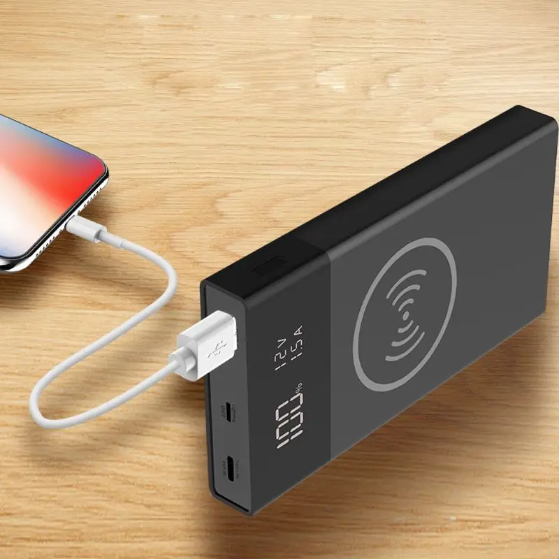 6x18650 аккумулятор DIY Qi Беспроводное зарядное устройство QC3.0 usb type C PD Внешний