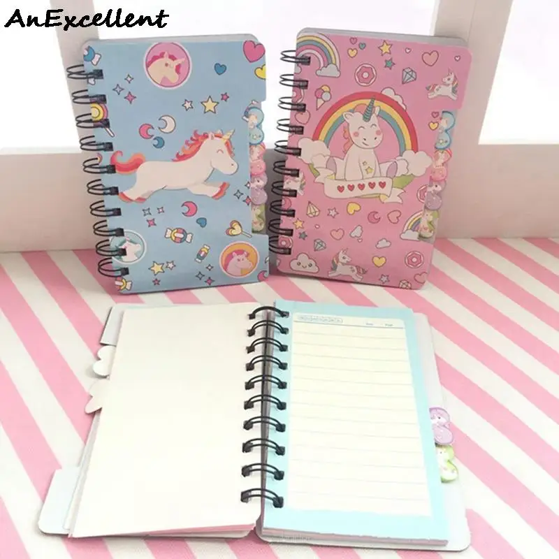 1pc Kawaii Cartoon Unicorn Planner Notepad Notebook Cute Line Inner Page Office Supplies Girl Gifts Stationery Random Color