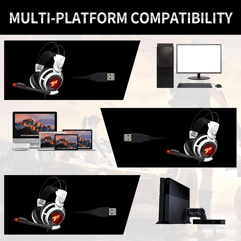 

Somic USB Gaming Headset 7.1 Sound Vibration LED Light Headset with Microphone Stereo Bass Noise Cancelling Headphones