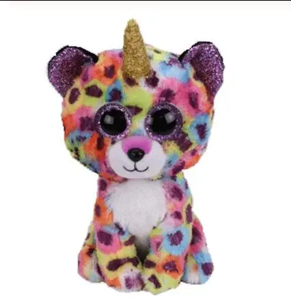Leopard Ty Beanie плюшевые куклы животных Единорог Сова Жираф мягкие игрушки пингвин летучая мышь кошка Boos собака 15 см - Цвет: Leopard