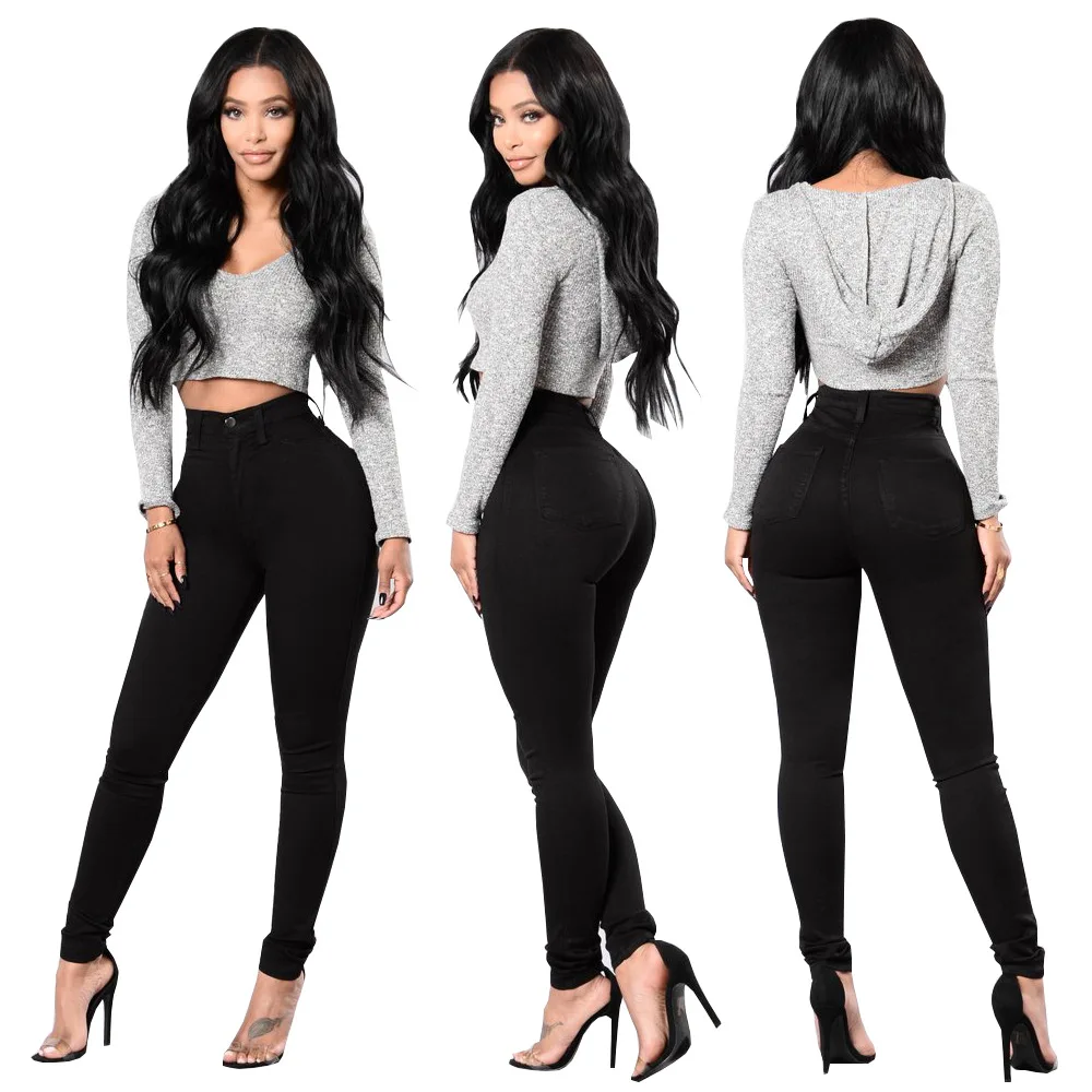 

High Waist Jeans Women Stretch Skinny Denim Pants Femme Black Pencil Jean For Women's Clothing 2021 Trouser For Woman Basic Jean