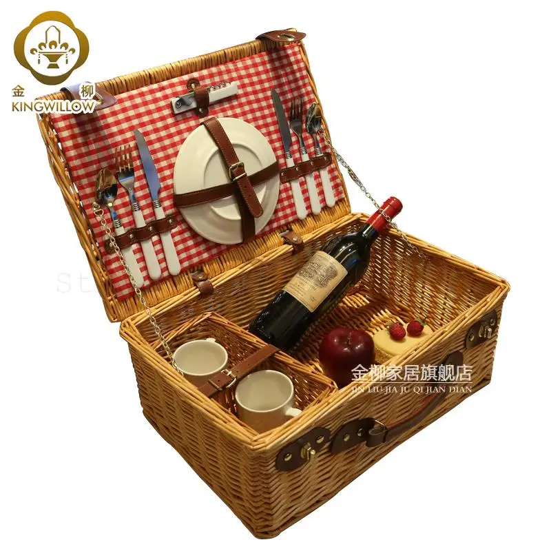 Плетеная корзина для пикника мобильная фруктов на открытом воздухе|Корзины