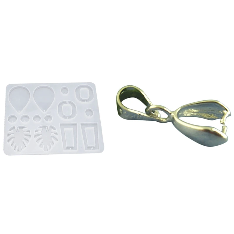 

25x Jewelry Accessories Fasteners Clamp & 1x DIY Earrings Pendant Mold Handmade Dangle Eearrings Silicone Mold