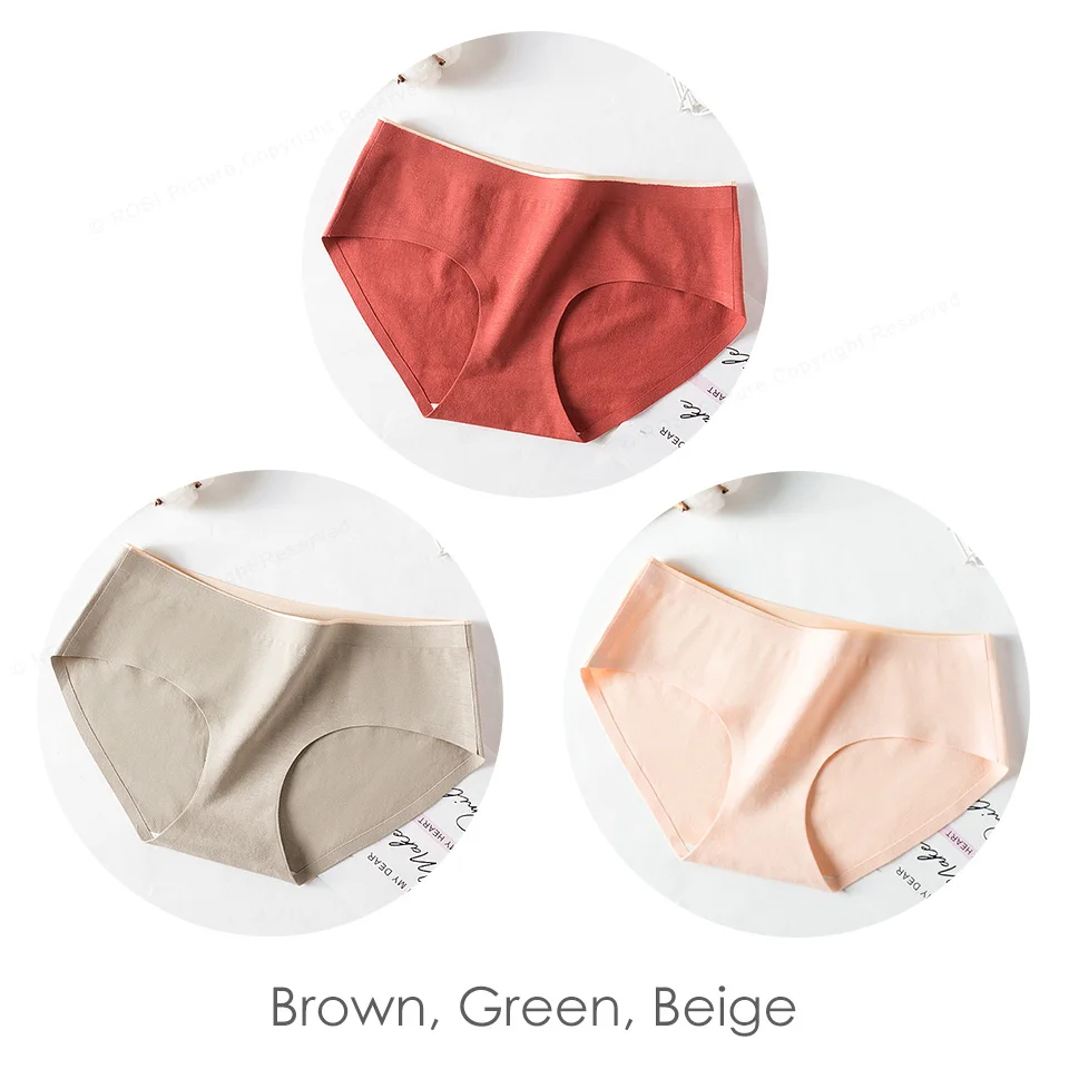 Brown Green Beige Новые Бесшовные женские трусы, сексуальные хлопковые трусики, женское нижнее белье, трусы, женское нижнее белье, интимные женские трусики - Цвет: Brown Green Beige