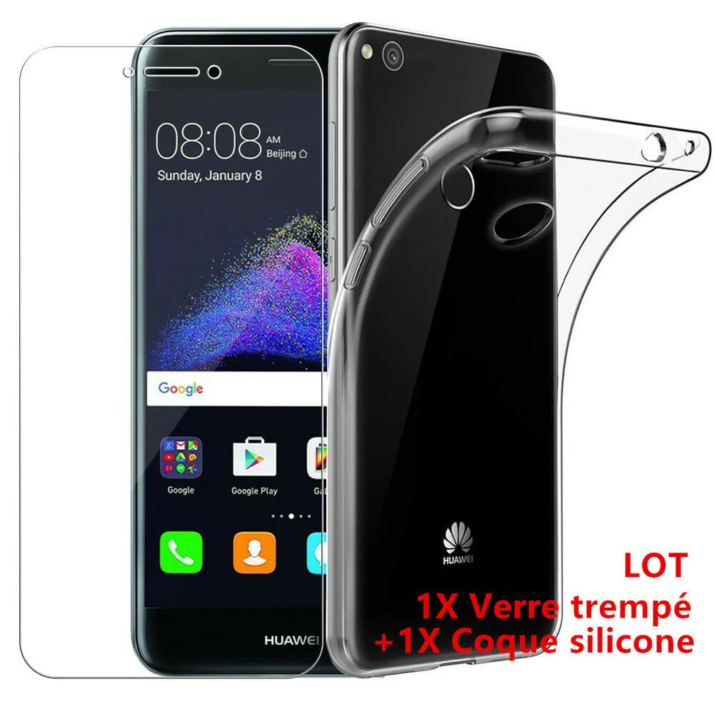 

FOR HUAWEI P8 LITE - COQUE HOUSSE SILICONE + FILM EN VERRE TREMPÉ PORTECTION