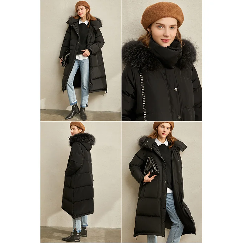 

Amii Minimalism Winter Fur Collar Down jacket Women Causal Thick Long Coat 11940550