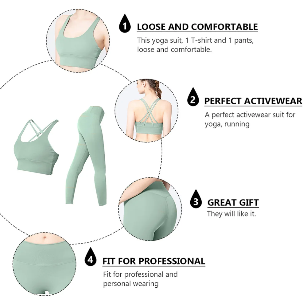 

1 Set Yoga and Leggings Quick-dry Yoga Clothing Sports Vest High Waist Pants