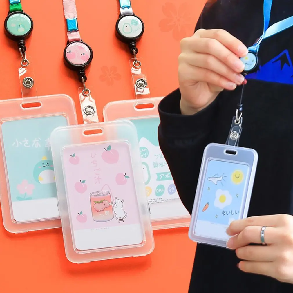 

1PC Cute Cartoon PVC Card Holder Unisex Bank Identity Bus ID Card Holder Case With Key Chain Credit Cover Case Fashion Kids Gift