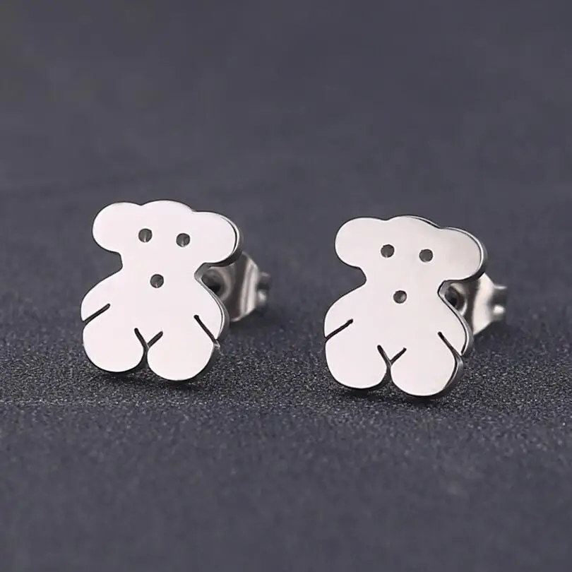 steel earrings Yiustar Грация серьги «Микки Маус» крошечные Микки серьги для женщин девочек детей детские серьги-гвоздики мини мультфильм Ювелирные изделия Подарки - Metal Color: steel earrings
