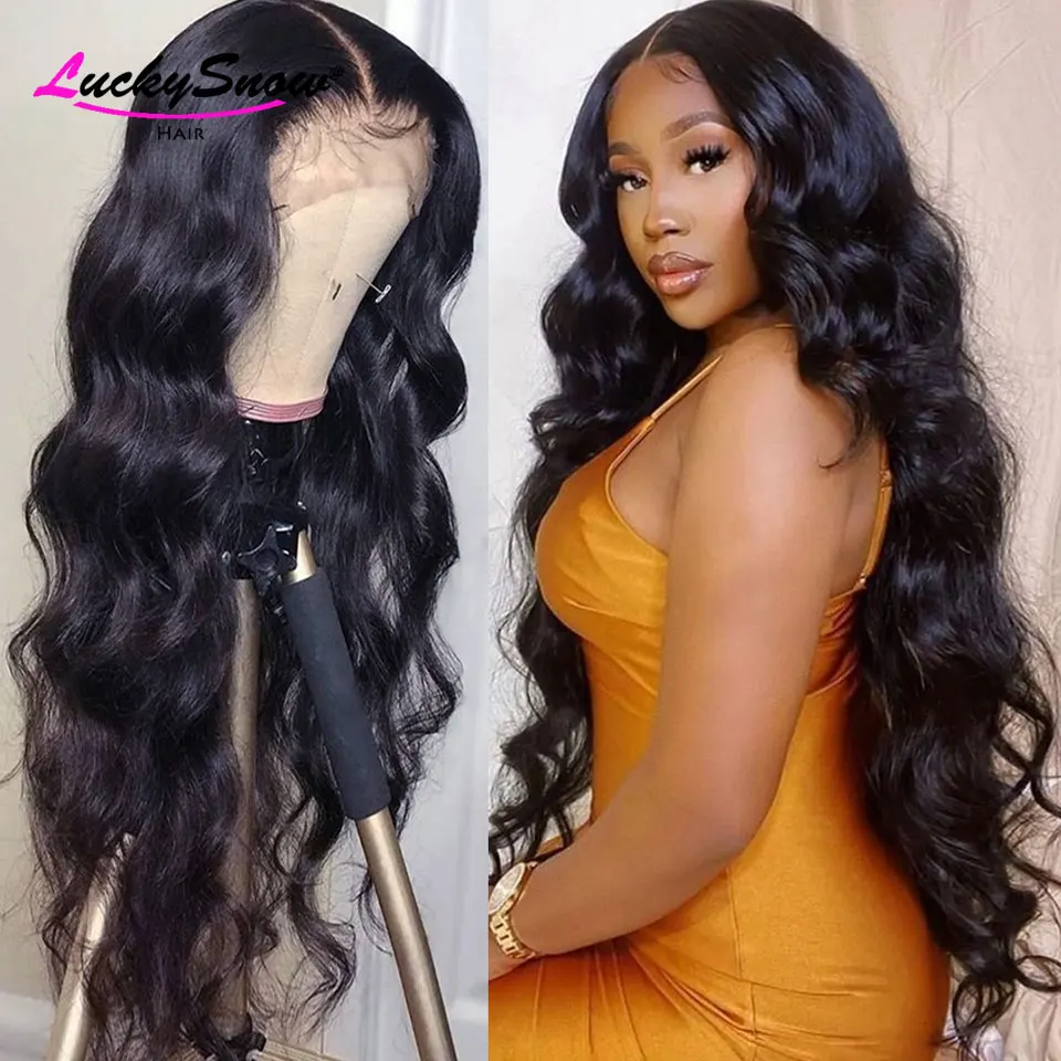 

250 Density HD Transparent Body Wave Lace Front Wig Pre Plucked Brazilian Remy 13x6 Lace Front Human Hair Wigs For Black Women