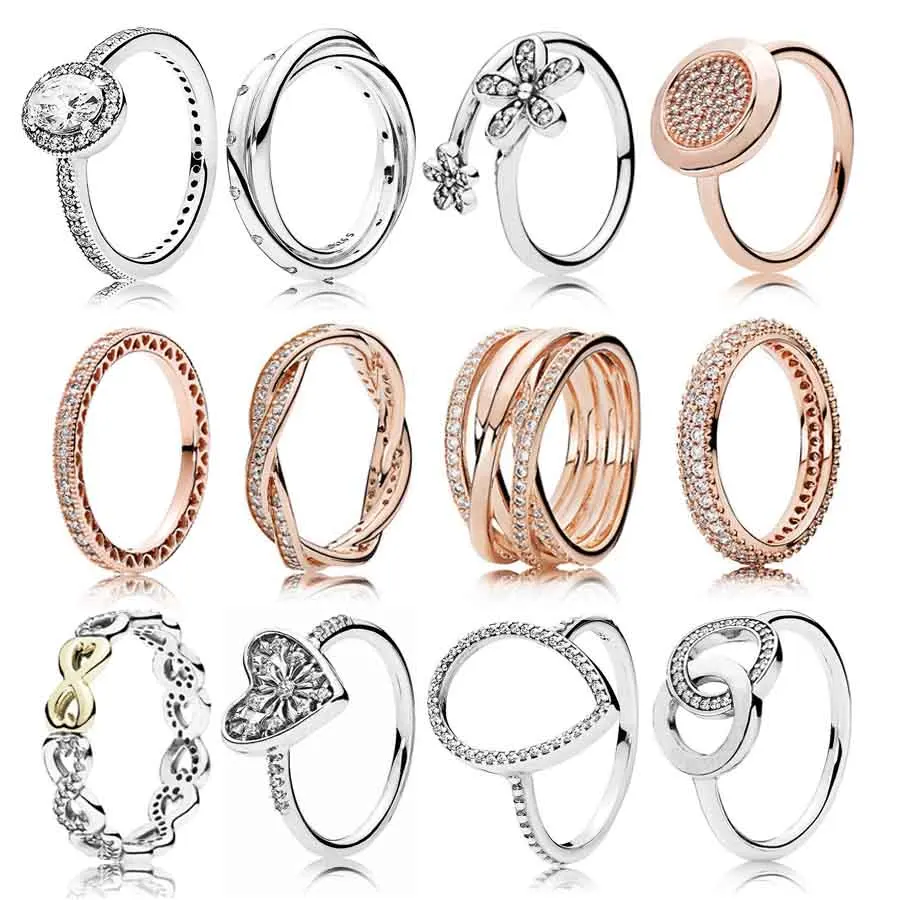 925 пробы Серебряное кольцо 1:1 Роза вечность спутанная двухцветная Подпись