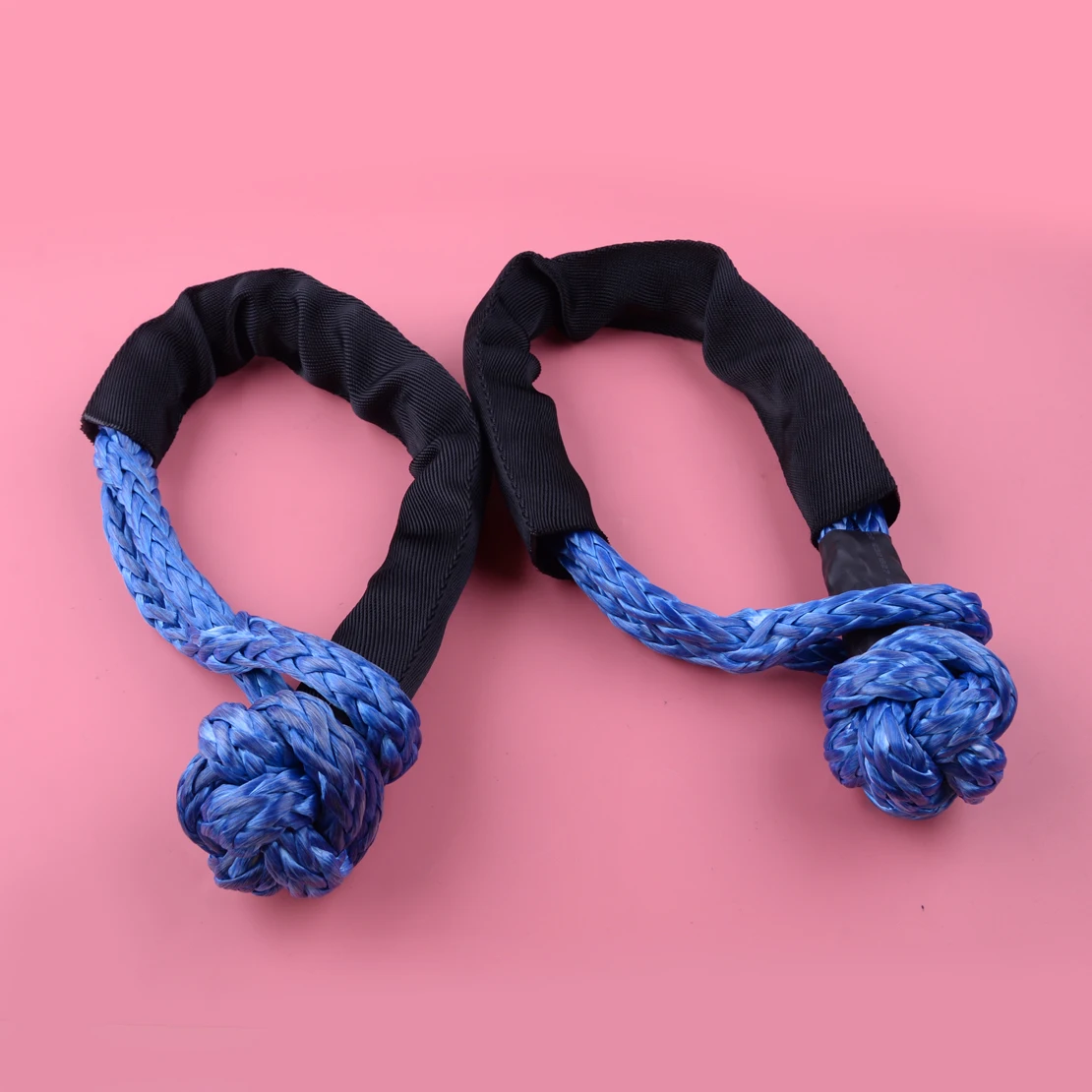 

2pcs 35,000 lbs Blue Nylon Flexible Synthetic Soft Shackle Winch Rope Towing Recovery Straps 35000LB 16T