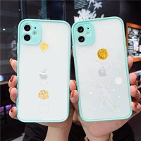 plants animals and planets phone case for iphone 13 12 11 mini pro xr xs max 7 8 plus x matte transparent blue back cover