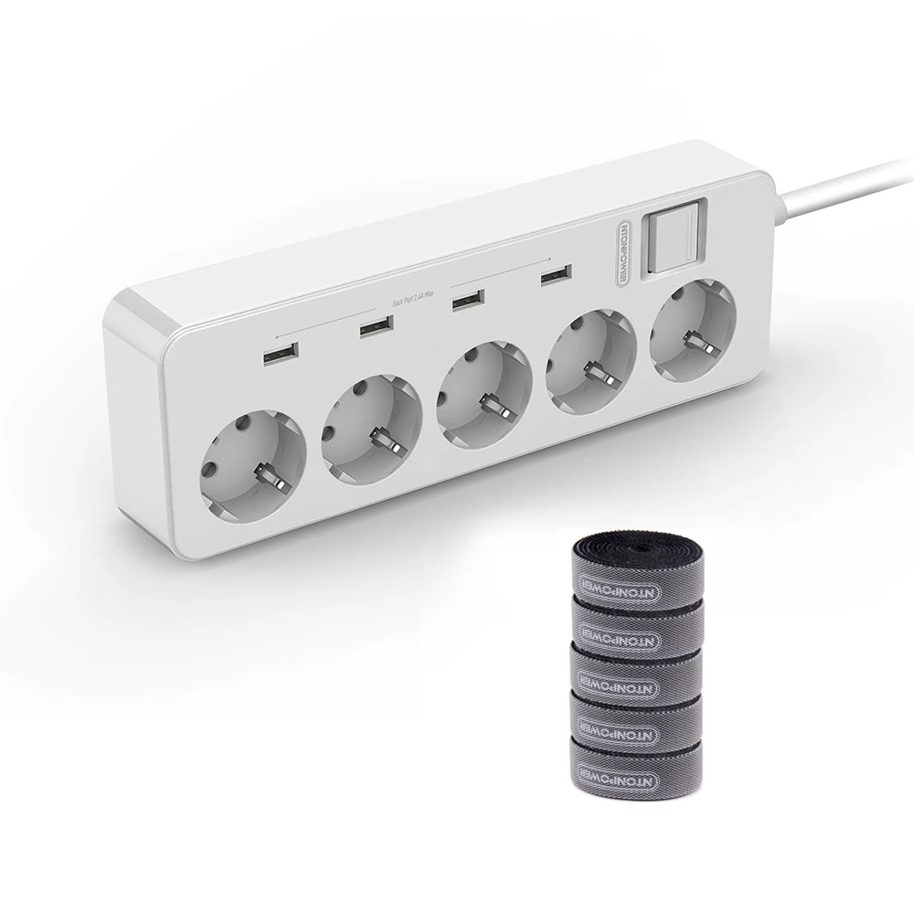 White Group Nton Мощность MPS USB Расширители ЕС Plug Мощность Outlet 5 AC Стабилизатор напряжения Защита от перегрузки с 4 USB интеллектуальная подзарядка Порты - Цвет: White Group