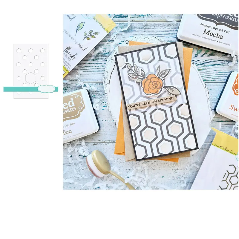 

2021 new geometric figure hexagon circle Metal Cutting Die And Stamps Scrapbooking DIY Decoration Craft Embossing