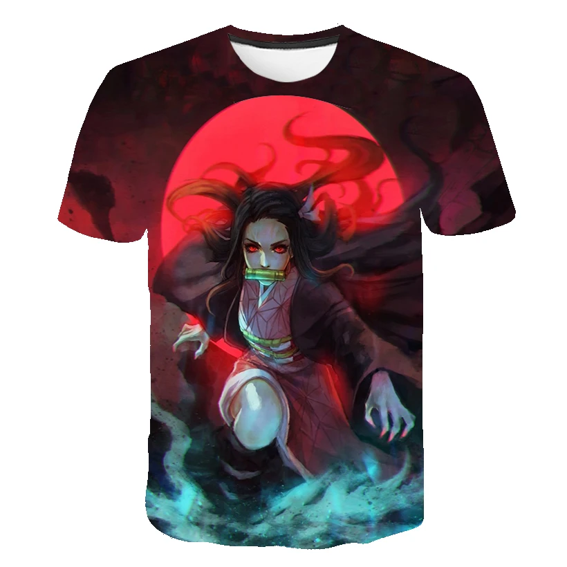 Летняя Новинка 3D kimetsu no YAIBA Молодежная Футболка милая девочка с коротким рукавом