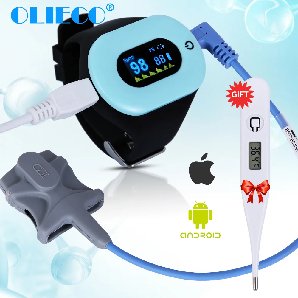 Перезаряжаемый Bluetooth-оксиметр OLIECO на запястье для Android и Apple iOS iPad iPhone аккумулятор