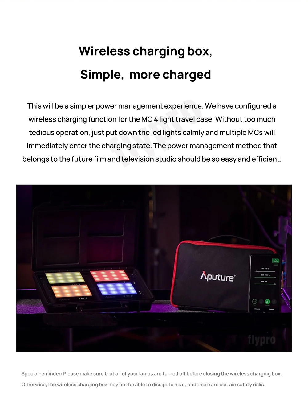 Aputure al MC светодиодный светильник с четырьмя лампами беспроводной зарядный бокс