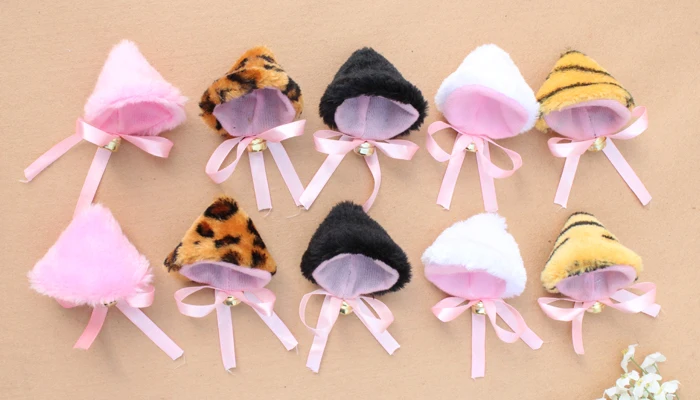 Женская плюшевая заколка для косплея черная белая кошачьи уши тигр леопард лиса