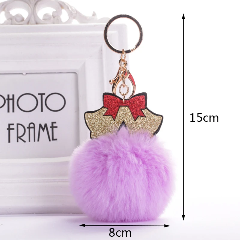Помпон из искусственного кроличьего меха Рождественский брелок для ключей