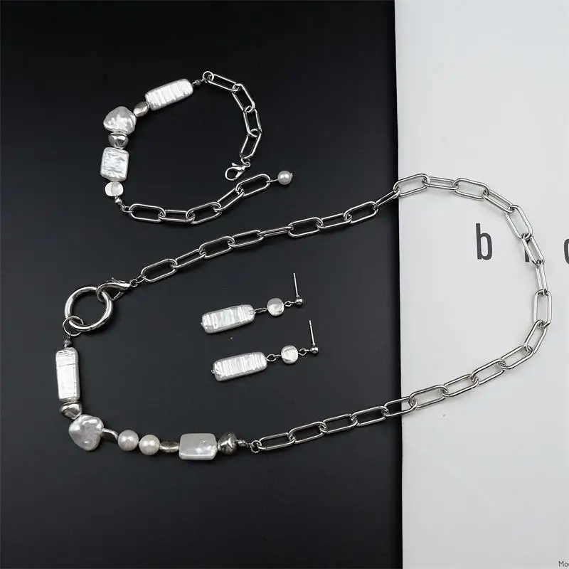 Женское Ожерелье с имитацией жемчуга металлическая цепочка геометрическим