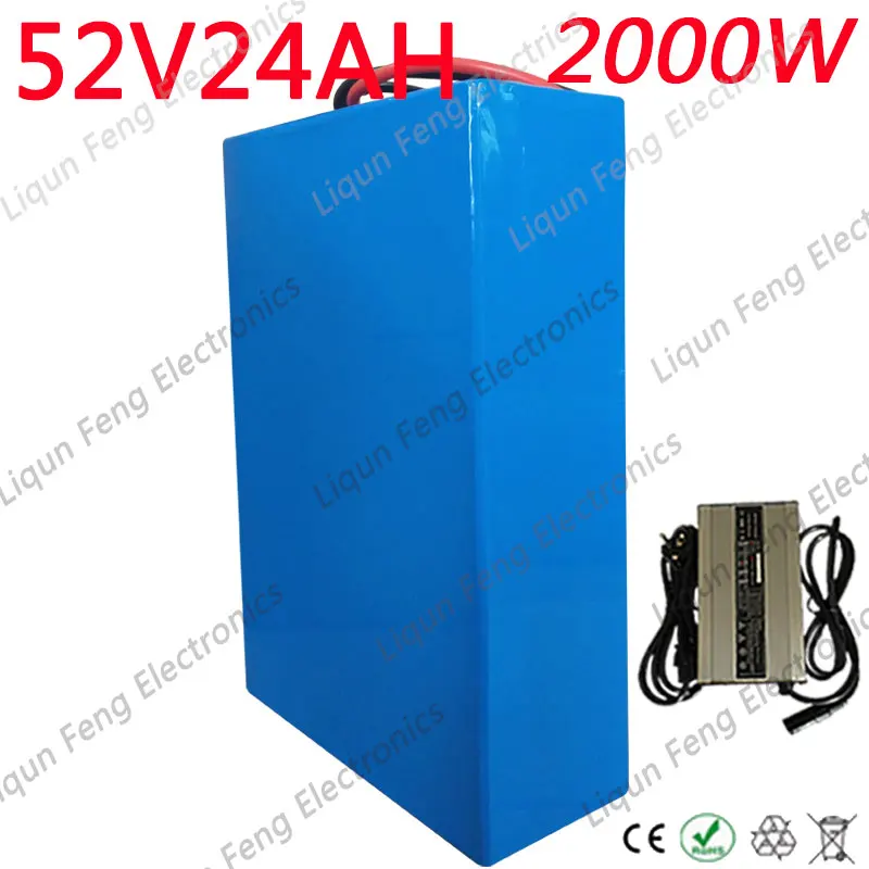 52V 1000W 1500W 2000W Ebike Battery 24AH Lithium pack Electric Bike With 50A BMS and 5A Charger | Спорт и развлечения
