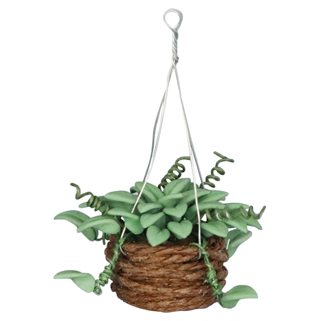 

Miniature Doll House Potted Plants Furniture Hanging Basket Garden Decor