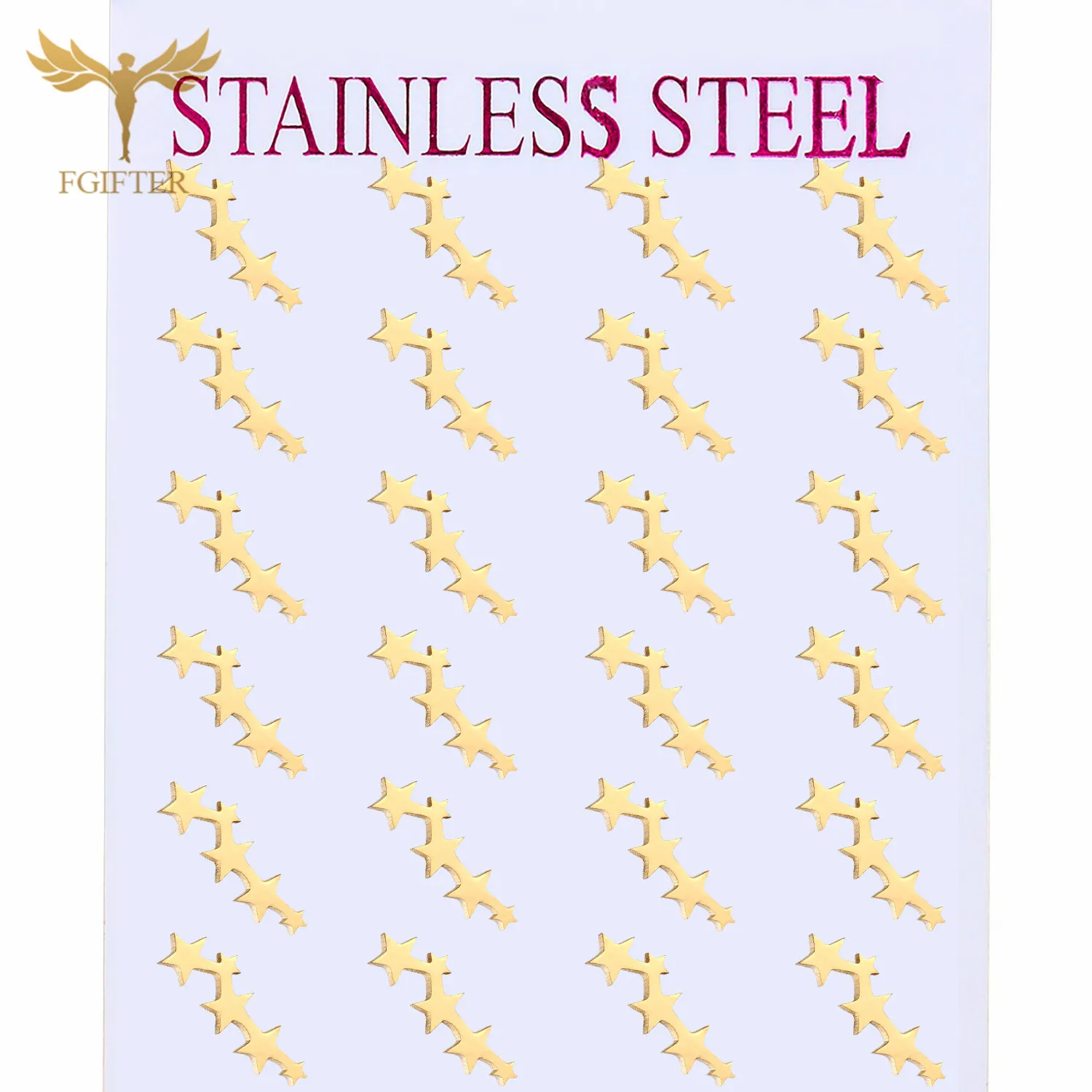 Милые стильные серьги гвоздики для пирсинга с пятью звездами Женские аксессуары