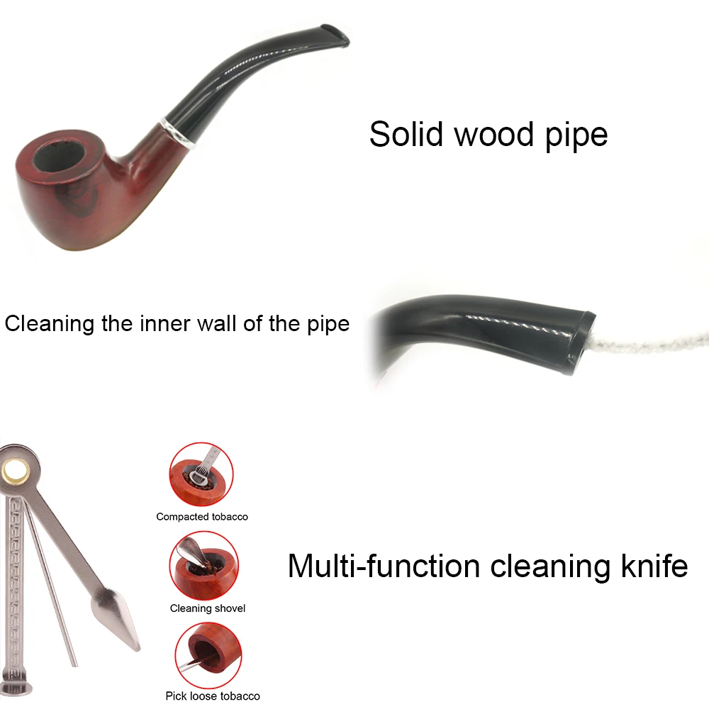 

10Set Tobacco Pipe With Smoke Toll Storage Box Case Men Gadget Smoking Herb Wood Pipes Pipa Grinder Cigarette Accessories