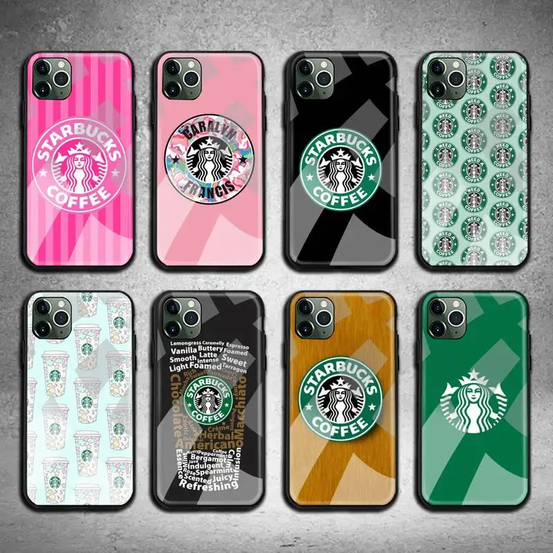 

USAKPGRT coffee cup Phone Case Tempered Glass For iPhone 11 Pro XR XS MAX 8 X 7 6S 6 Plus SE 2020 case