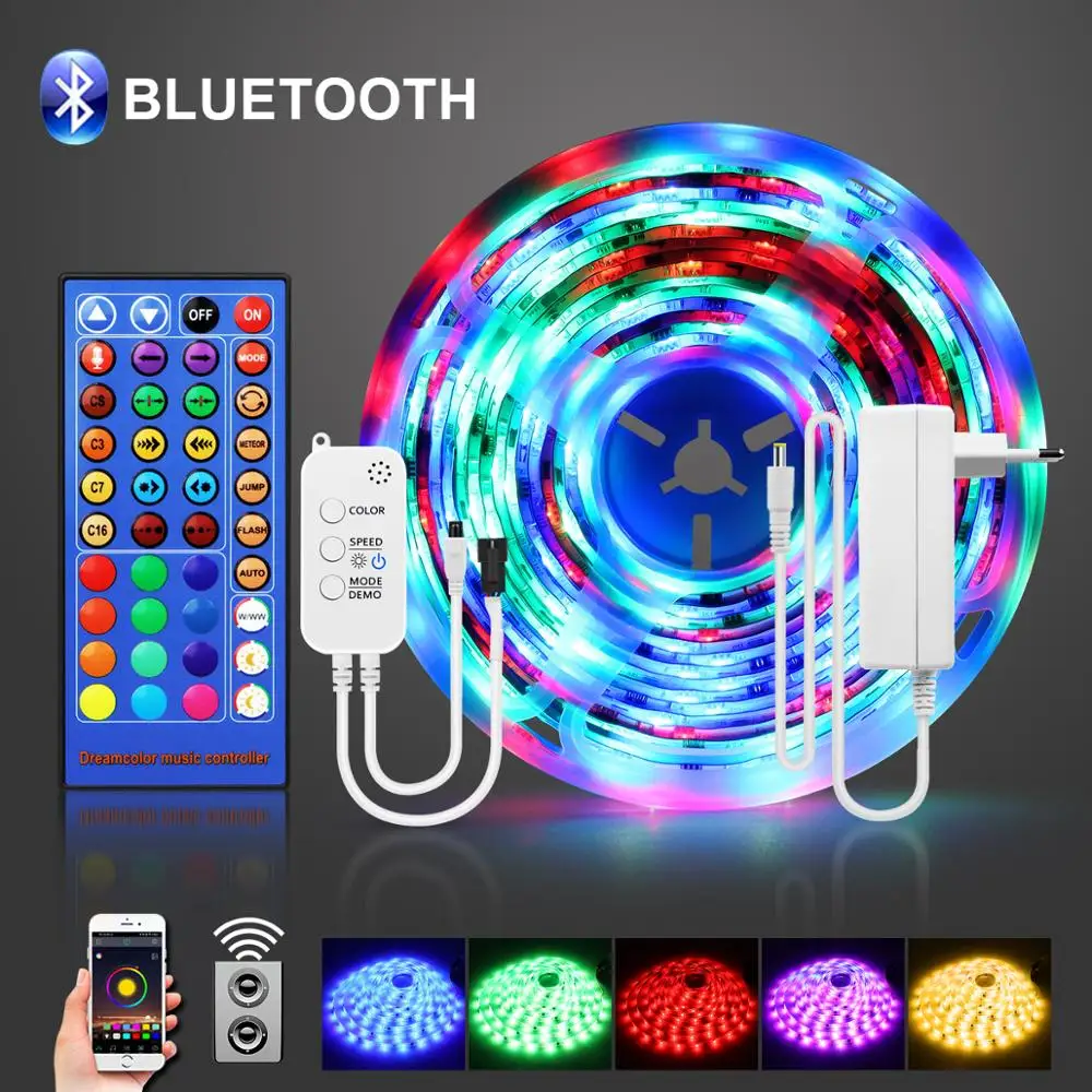 Светодиодная Rgb лента с Bluetooth гибкая Led полоска беспроводным управлением цветная