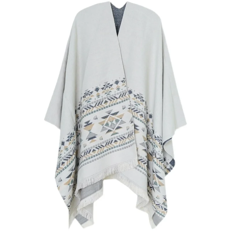 

VANOVICH Bohemian Style Warm Cashmere Beige Cloak Coat 2022 Autumn and Winter New Womens Coats and Capes