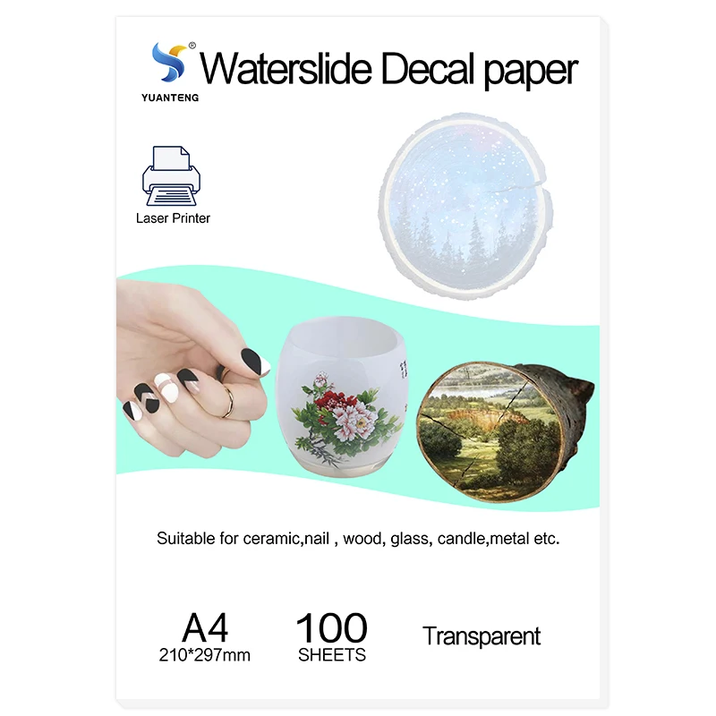 (100pcs/lot) no need coating oil / spray Laser clear/transparent Water Slide Waterslide Decal Paper Water Transfer Paper For Mug