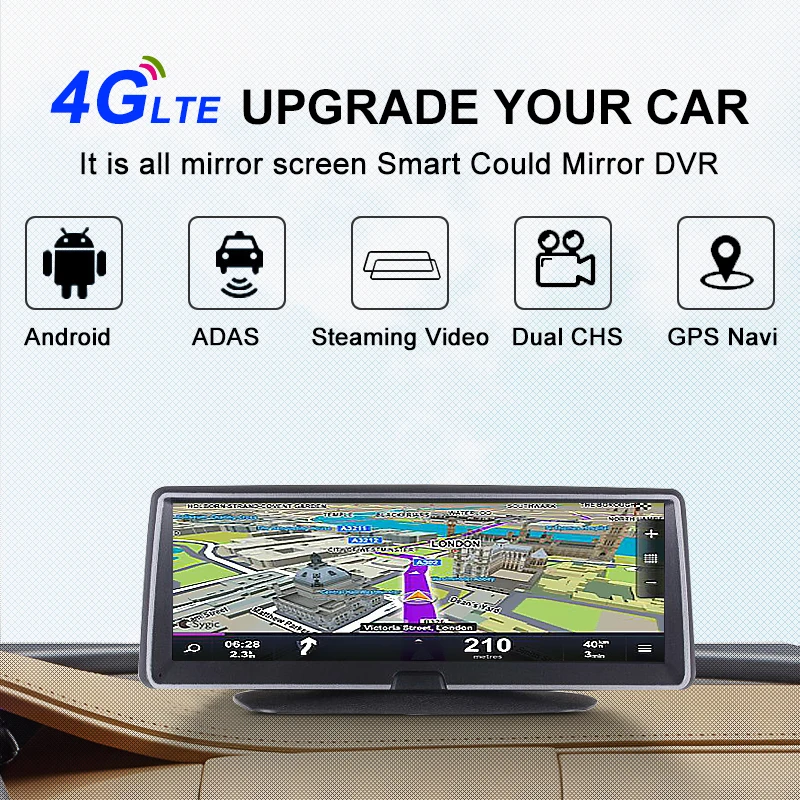 Автомобильный видеорегистратор 4G GPS FHD 1080P 8 дюймов Android навигация ADAS ночное