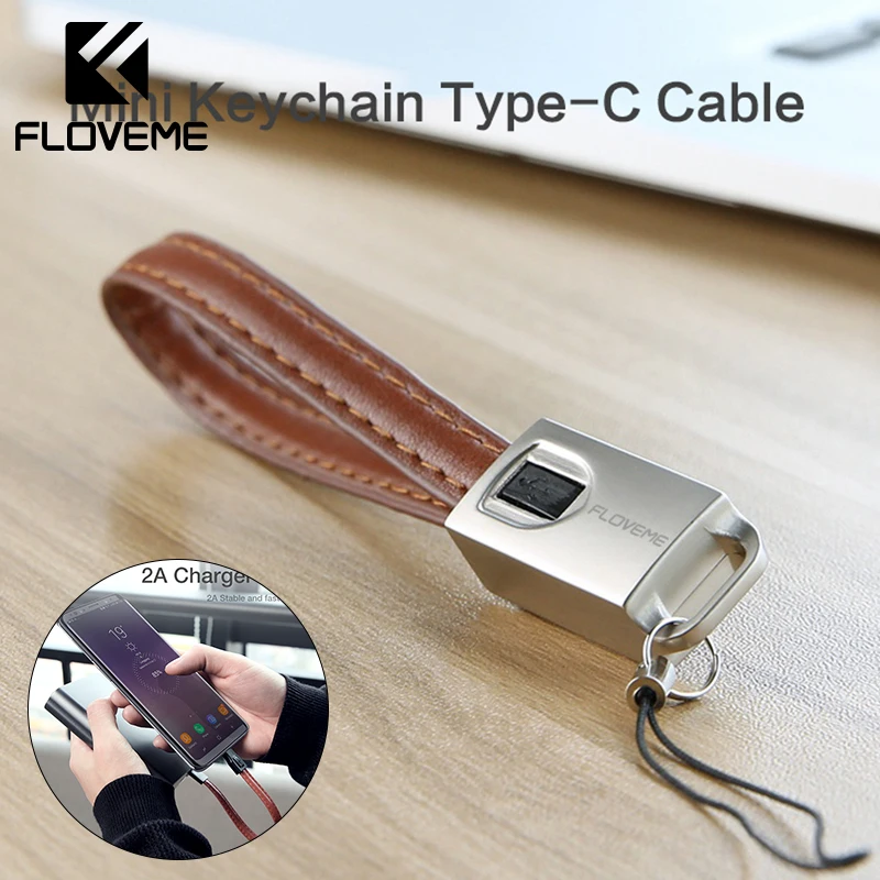 FLOVEME из искусственной кожи 2A type C USB кабель для samsung S10 S10e Plus type-C USB Mini брелок type C кабель для huawei mate 10 20 Pro