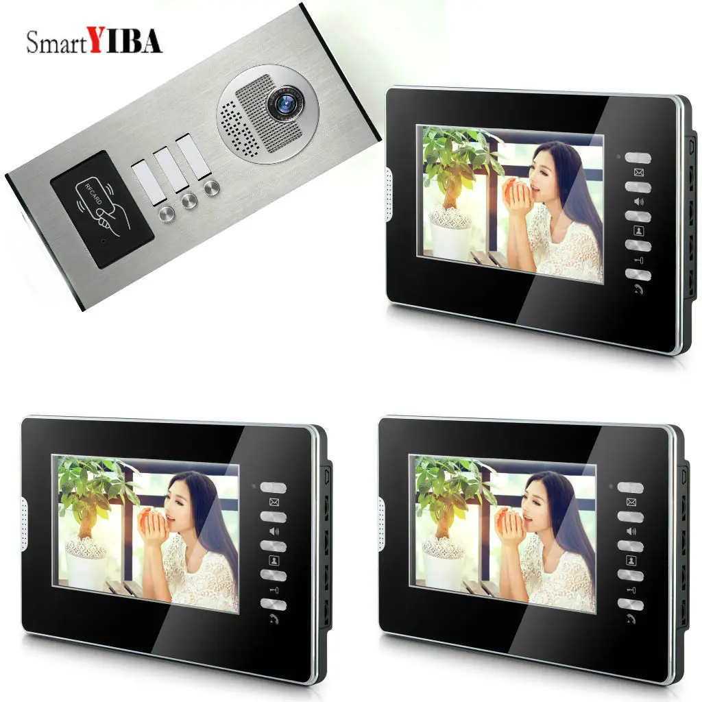 apartment flats doorbell 7tft lcd home video intercom system rfid unlock 2 to 12 buttons ir 700tvl camera vdeo door phone kits free global shipping