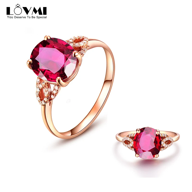 

2021 Trend Gold Ruby Gemstones Round Ring Adjustable Open Red Flower Promise Woman Rings Fine Jewelry For Love Mother's Day Gift
