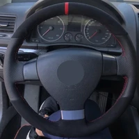 car steering wheel cover non slip black genuine leather suede for volkswagen golf 5 mk5 vw passat b6 jetta 5 tiguan 2007 2011