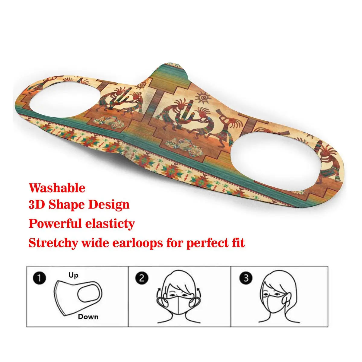 

Southwest Native American Cotton Masks Festive Party Respirator Keep Warm Camouflage Anti Dust Mouth Muffle