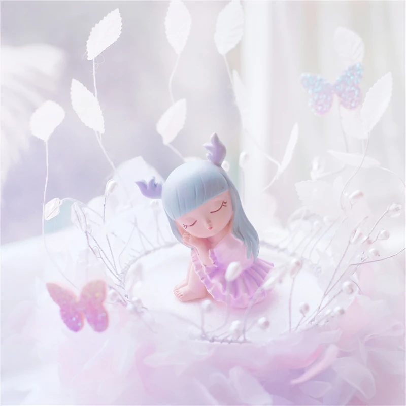 Светильник фиолетовая смола олень Фея девочка мальчик торт Топпер С Днем