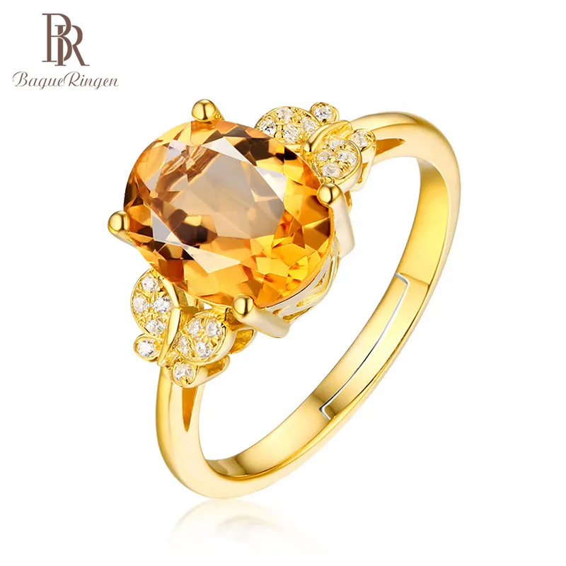 Кольцо женское из розового золота с овальным Цитрином|Кольца| |