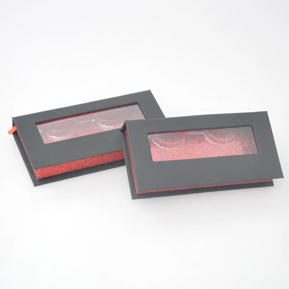 

10/30/100Pack Wholesale Lash Boxes Packaging Eyelash Box Package Custom Rectangle Book Style Black Red Storage Case Vendors