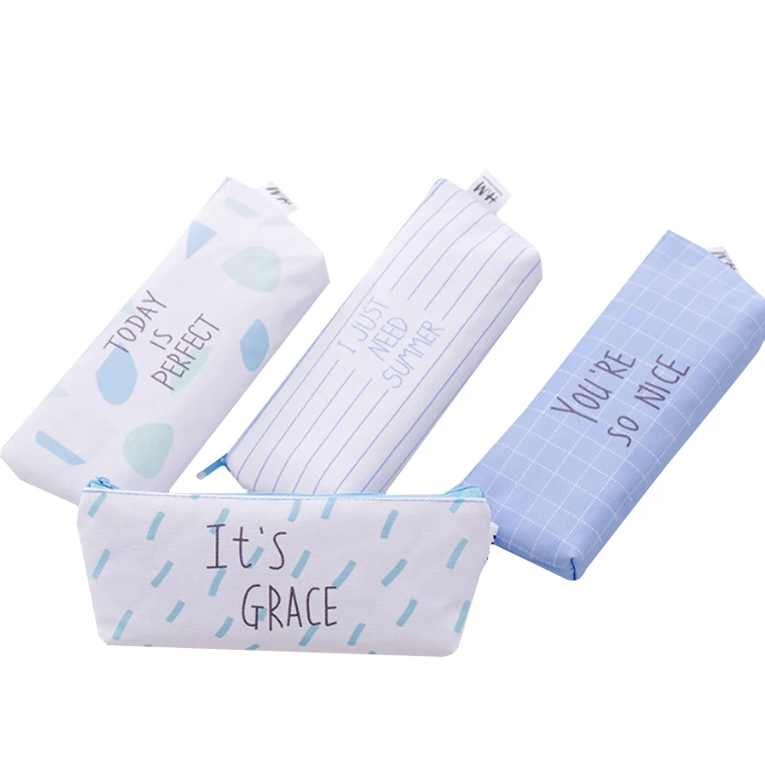 

10pcs/lot Fresh lovely and natural stationery bag with zipper Large capacity and easy to carry pencil bag