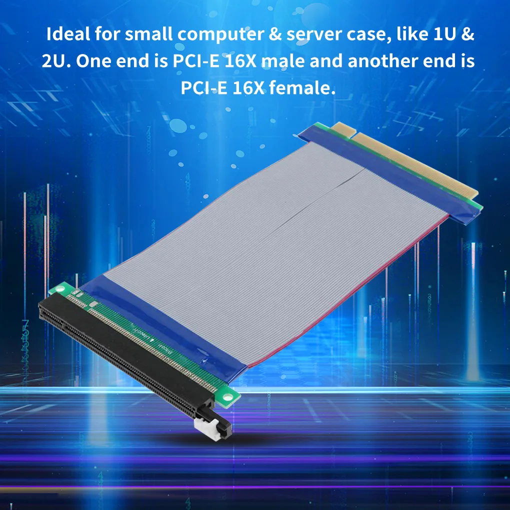 

PCI Express 16x Flexible Cable Card Extension Port Adapter Riser Card 1 Slot PCIe X16 Riser for 1/2U Server IPC Chassis Hot Sale