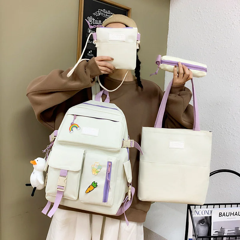 

Набор из 4 шт., детский школьный рюкзак, милый женский рюкзак, сумка для книг, школьные сумки для девочек-подростков, рюкзаки 2021