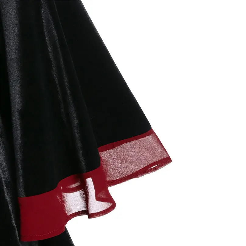 Новое модное платье на Хэллоуин женское бархатное мини шнуровке с длинным