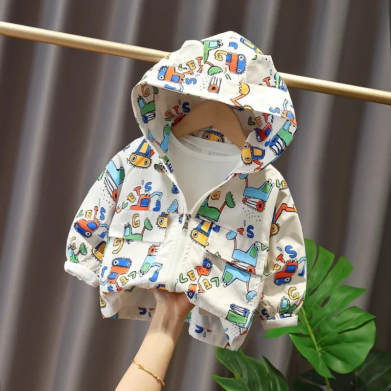 

Boys spring cotton coats autumn jackets tops children's baby kids boys carton fleece warm trucks casual coats jackets P4 195