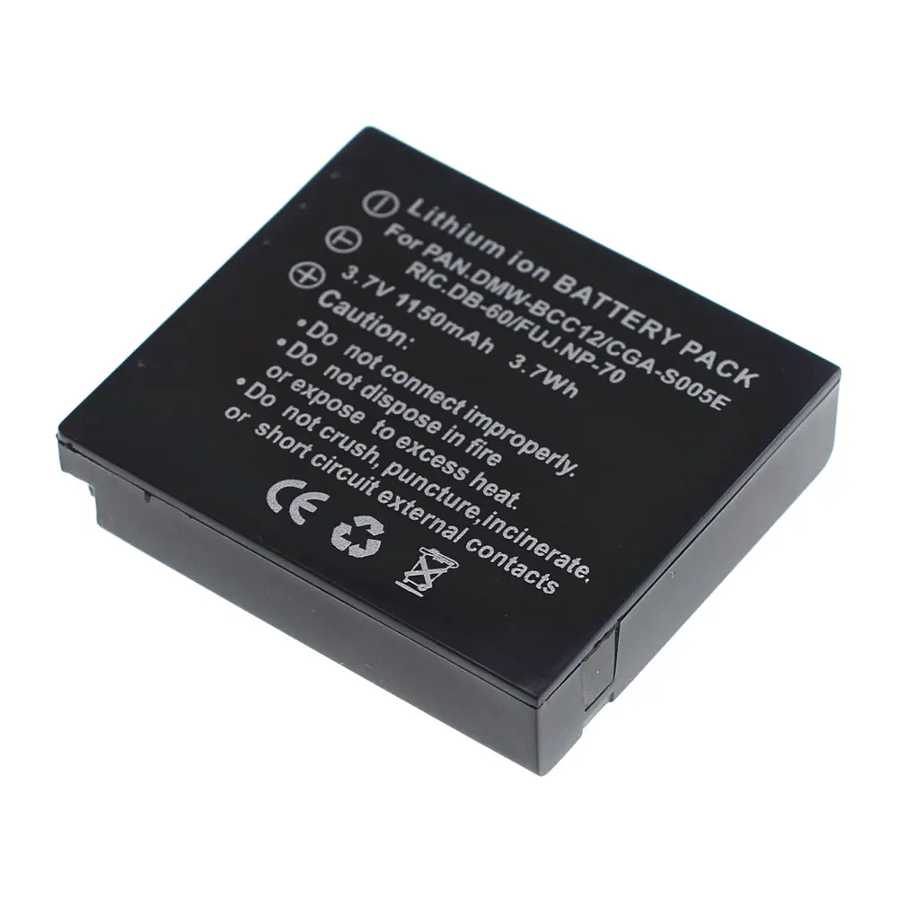 Аккумулятор CGA-S005 для PANASONIC DMW-BCC12 Lumix DMC-FX8 FX01 FX3 FX9 FX10 FX12 FX50 FX07 FX100 FX150 FX180 LX1 LX2 LX3 -