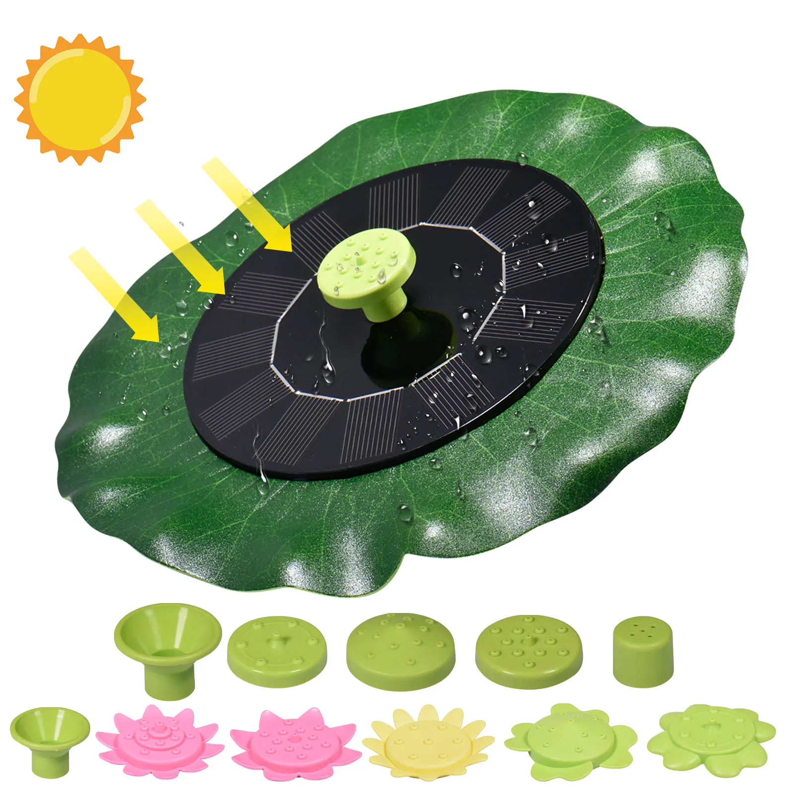 

Solar Fountain Floating Upgraded Lotus Leaf Swimming Pools Bird Bath Solar Powered Fountain 1W Pond Fish Tank Aquarium Garden