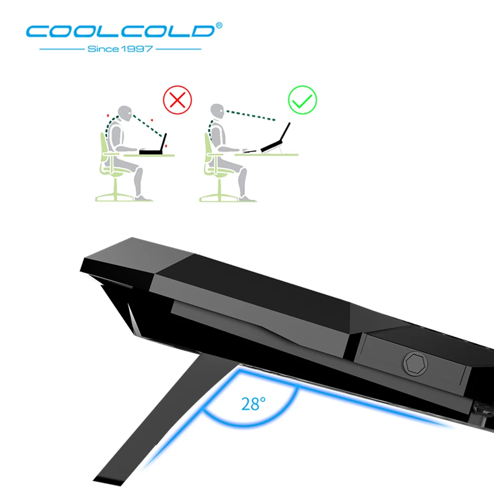CoolCold ноутбук кулер 12-17 дюймов для ноутбука с 2 usb-портами и шестью охлаждающими вентиляторами ноутбук скользящая подставка со светом